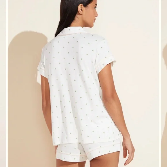 Eberjey Gisele Printed Modal Shortie Short Palm Bellini Pajamas PJ Set - Picture 9 of 9
